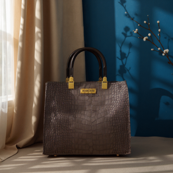 Michael Kors Leather Handbag with Ceralic Handles & Long Strap – Croc Texture - Image 4