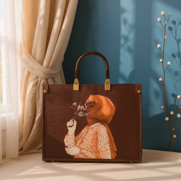 Ceralic Fabric Handbag with Attached Handle & Long Strap – Artistic & Elegant - Image 3