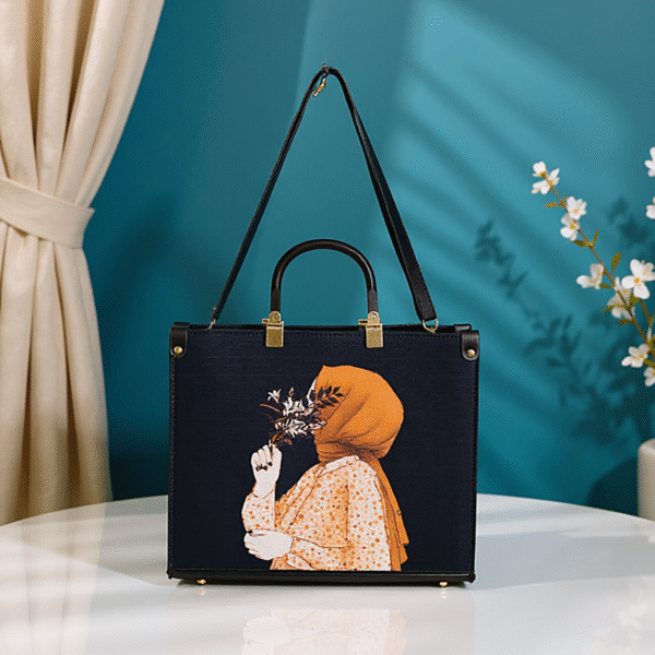 Ceralic Fabric Handbag with Attached Handle & Long Strap – Artistic & Elegant - Image 6