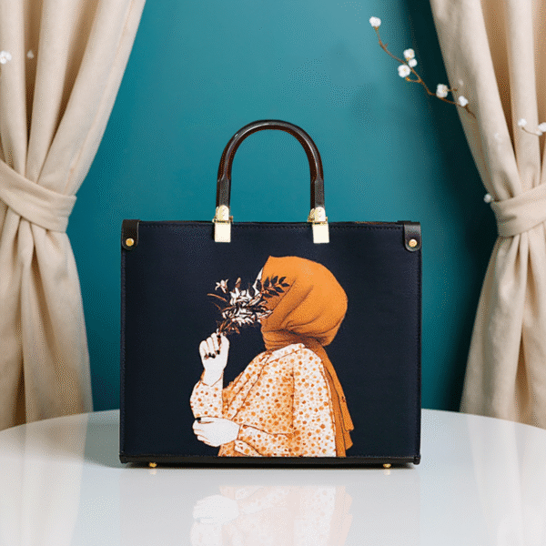 Ceralic Fabric Handbag with Attached Handle & Long Strap – Artistic & Elegant - Image 5