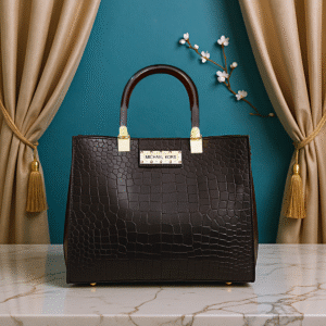 Michael Kors Leather Handbag with Ceralic Handles & Long Strap – Croc Texture